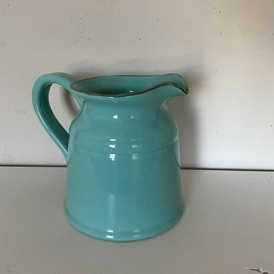 322 Three Small Tea Kettles and One Teal Color Pitcher