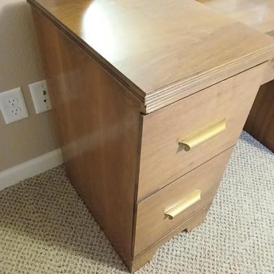 Vintage Huntley Furniture vanity with harp backed chair
