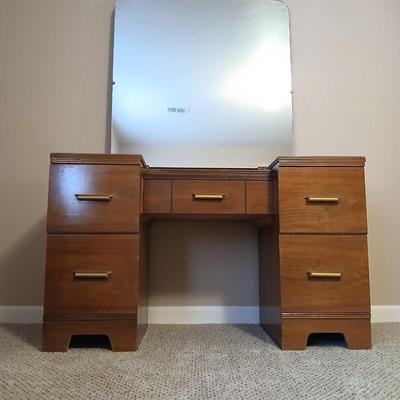 Vintage Huntley Furniture vanity with harp backed chair