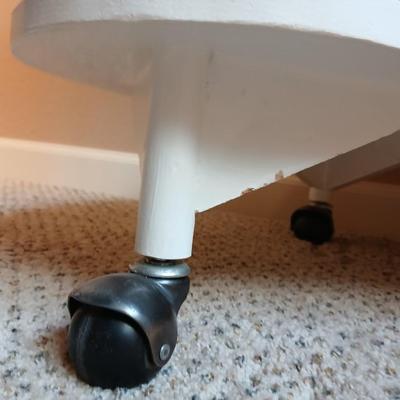 Kidney shaped 3 shelf rolling cart / crafting station
