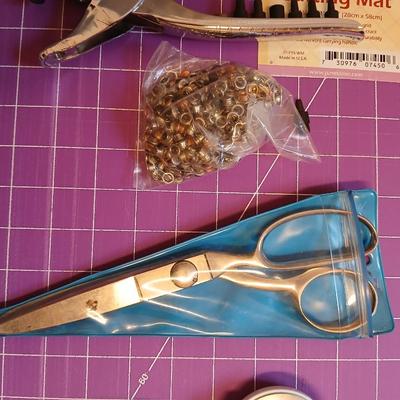 Crafting cutters and Rotary cutting mat -Fabric cutting board - Rotart cutter - scissors - Interchangeable hole punch and eyelet pliers plus