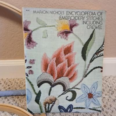 Embroidery rings of all sizes with An Encyclopedia of ribbon Embroidery flowers book