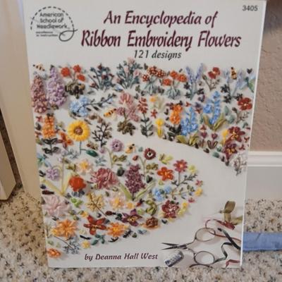 Embroidery rings of all sizes with An Encyclopedia of ribbon Embroidery flowers book