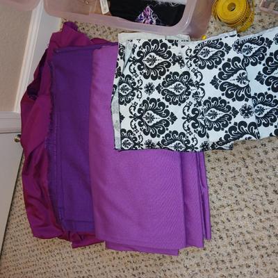 Storage box with quilting supplies - thread & needles - fabric - batting - Rotary tool and more