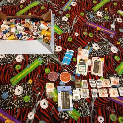 Throw blanket for your favorite seamstress with supplies for sewing - thread - needles -machine needles & more