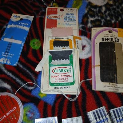 Throw blanket for your favorite seamstress with supplies for sewing - thread - needles -machine needles & more