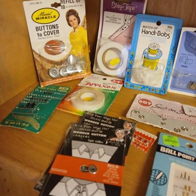 Sew Smart book with mostly new in the package sewing supplies
