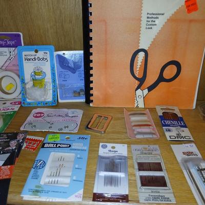 Sew Smart book with mostly new in the package sewing supplies