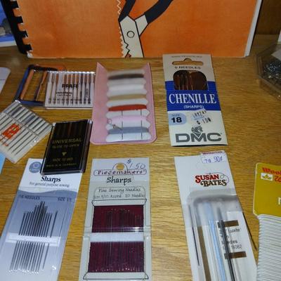 Sew Smart book with mostly new in the package sewing supplies