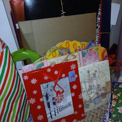 Almost everything needed for gift wrapping - for all events - with bags, wrapping paper storage, tissue paper, bows & more!