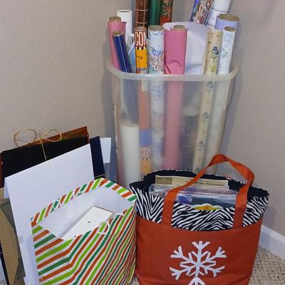 Almost everything needed for gift wrapping - for all events - with bags, wrapping paper storage, tissue paper, bows & more!