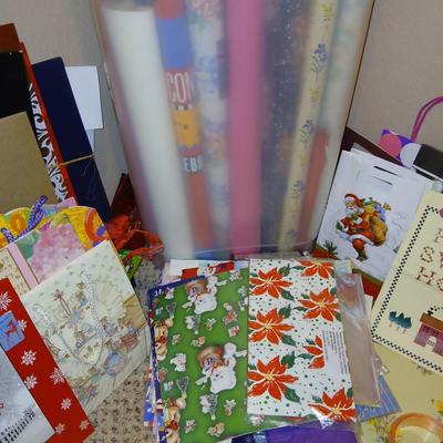 Almost everything needed for gift wrapping - for all events - with bags, wrapping paper storage, tissue paper, bows & more!