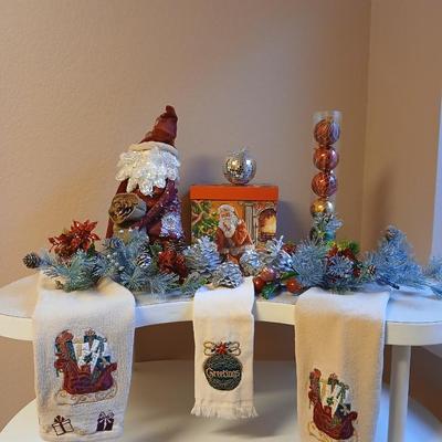Glitter & Glam Christmas Decorations - ornaments - kitchen towels - Santa - and more