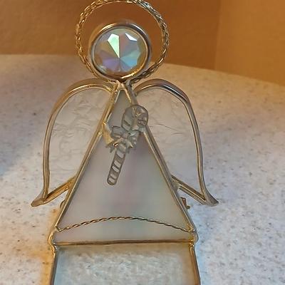 Christmas Angels - Precious moments - light up angel - stained glass angels and a Ganz Kissing Krystals cross ornament