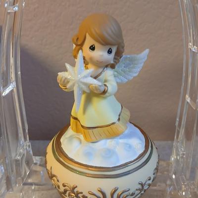 Christmas Angels - Precious moments - light up angel - stained glass angels and a Ganz Kissing Krystals cross ornament