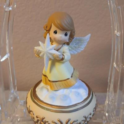 Christmas Angels - Precious moments - light up angel - stained glass angels and a Ganz Kissing Krystals cross ornament