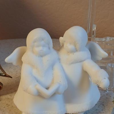 Christmas Angels - Precious moments - light up angel - stained glass angels and a Ganz Kissing Krystals cross ornament