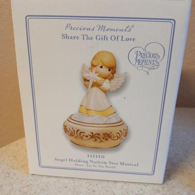 Christmas Angels - Precious moments - light up angel - stained glass angels and a Ganz Kissing Krystals cross ornament