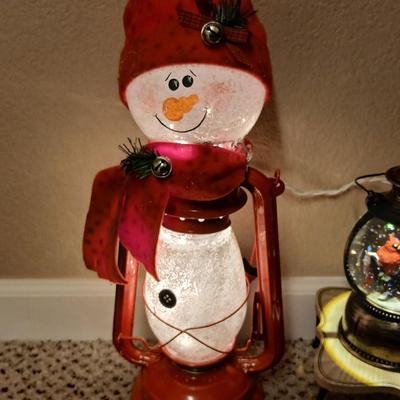 Christmas - Lantern snowman - pine mugs - pine cone towels - cardinal electric music snow globe and more