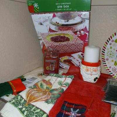 Christmas - Kitchen items - platters & Trays - linens - Table cloths- small stockings - and more
