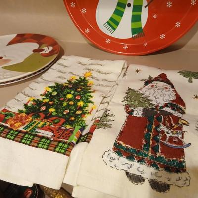 Christmas - Kitchen items - platters & Trays - linens - Table cloths- small stockings - and more