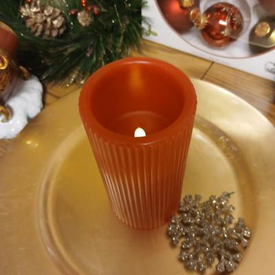 Christmas - Santa in sleigh figure -beautiful ornaments - candles - and more