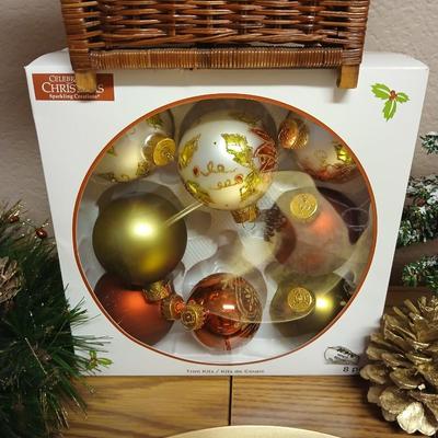 Christmas - Santa in sleigh figure -beautiful ornaments - candles - and more