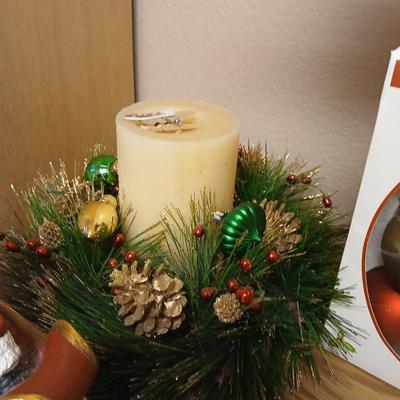 Christmas - Santa in sleigh figure -beautiful ornaments - candles - and more