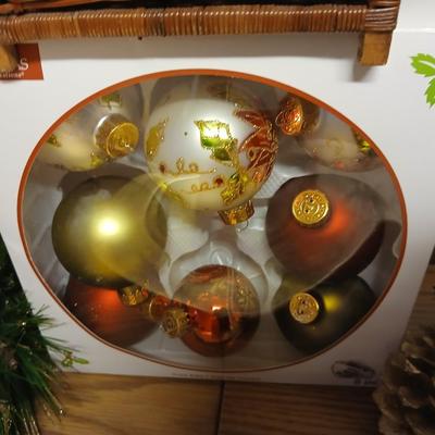 Christmas - Santa in sleigh figure -beautiful ornaments - candles - and more