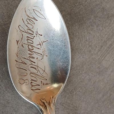 Sterling marked spoon Geography class 1908