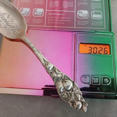 Sterling marked spoon Geography class 1908