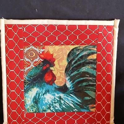 Holt Howard 1960 Rooster tea pot with cream and sugar - rooster towel - trivet and a basket