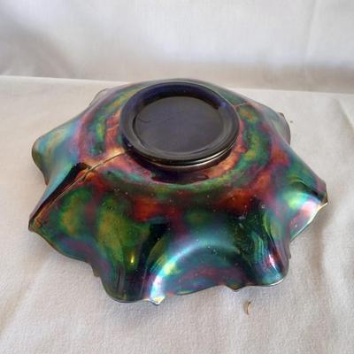 Vintage Iridescent Holly Fenton Carnival Glass 9-inch Bowl - Retro Bowl, Holly Dish, Fenton Glass