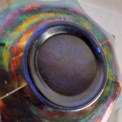 Vintage Iridescent Holly Fenton Carnival Glass 9-inch Bowl - Retro Bowl, Holly Dish, Fenton Glass