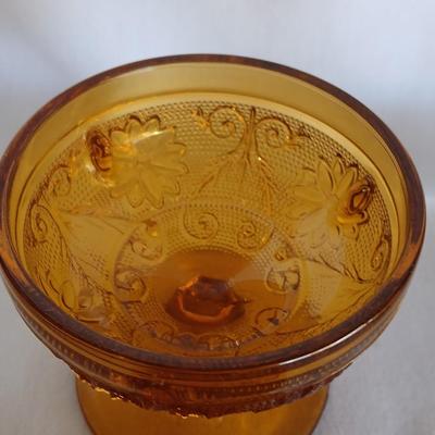 Amber glass - Tierra fairy lamp - MCM Amber iridescent carnival glass