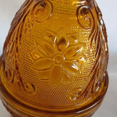 Amber glass - Tierra fairy lamp - MCM Amber iridescent carnival glass