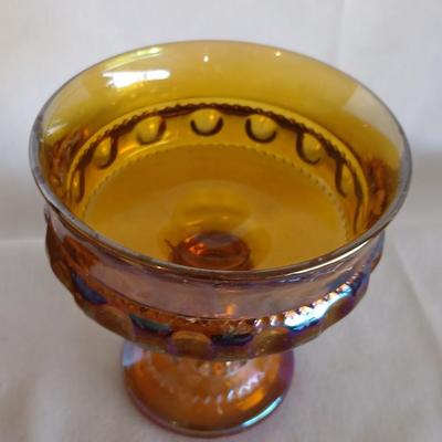 Amber glass - Tierra fairy lamp - MCM Amber iridescent carnival glass