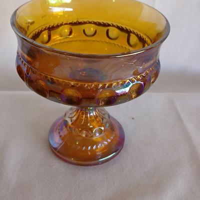 Amber glass - Tierra fairy lamp - MCM Amber iridescent carnival glass