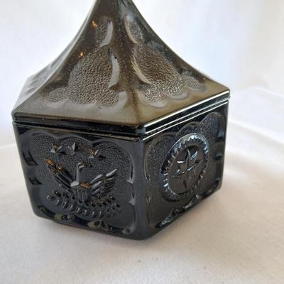 Large OGGI salt & Pepper shakers - Black bird pie funnel - and a Colonial Black Tiara Hexagon Candy Box