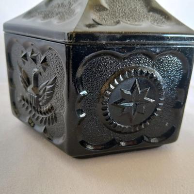 Large OGGI salt & Pepper shakers - Black bird pie funnel - and a Colonial Black Tiara Hexagon Candy Box