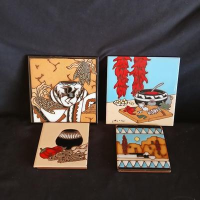 Kitchen trivet tiles - Signed - Earthtones designer tiles by well-known southwestern artists