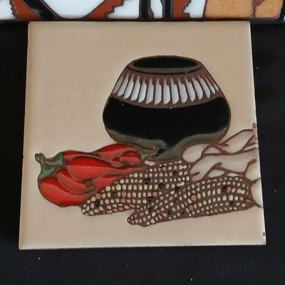 Kitchen trivet tiles - Signed - Earthtones designer tiles by well-known southwestern artists
