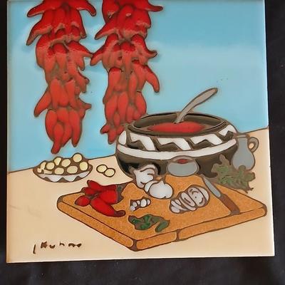 Kitchen trivet tiles - Signed - Earthtones designer tiles by well-known southwestern artists
