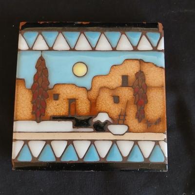 Kitchen trivet tiles - Signed - Earthtones designer tiles by well-known southwestern artists