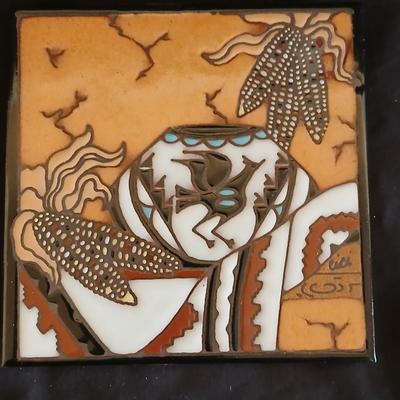 Kitchen trivet tiles - Signed - Earthtones designer tiles by well-known southwestern artists