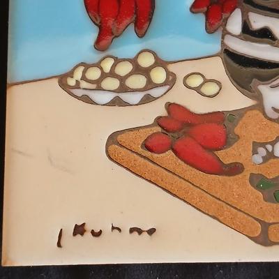 Kitchen trivet tiles - Signed - Earthtones designer tiles by well-known southwestern artists