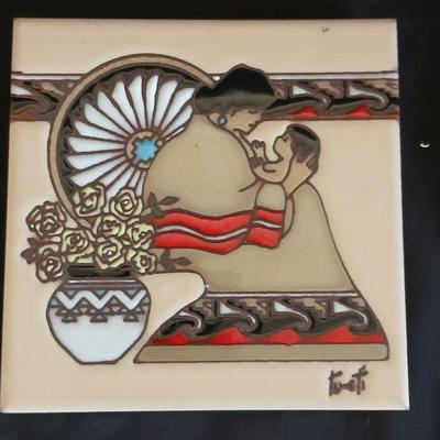 Kitchen trivet tiles - Signed - Earthtones designer tiles by well-known southwestern artists