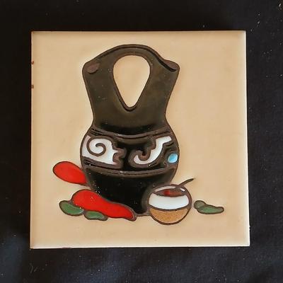 Kitchen trivet tiles - Signed - Earthtones designer tiles by well-known southwestern artists