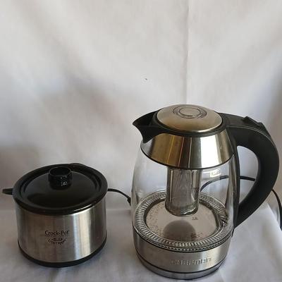 Chefman electric kettle and a crockpot stoneware slow cooker little dipper
