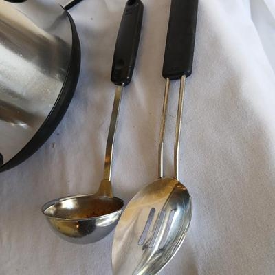 Three-piece Crock Pot the original slow cooker with some serving utensils